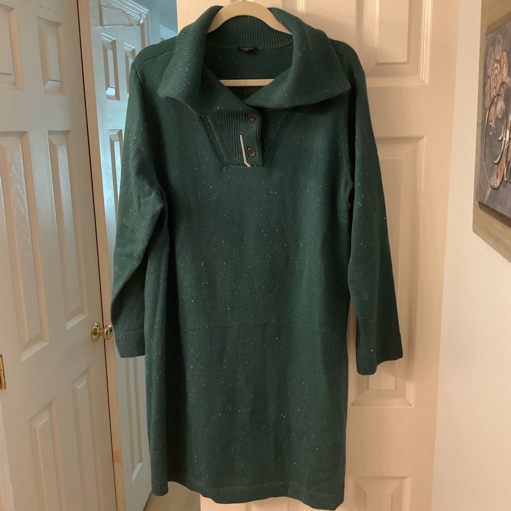 NWT Talbots SUPERSOFT JOHNNY COLLAR SWEATER DRESS - TWEED